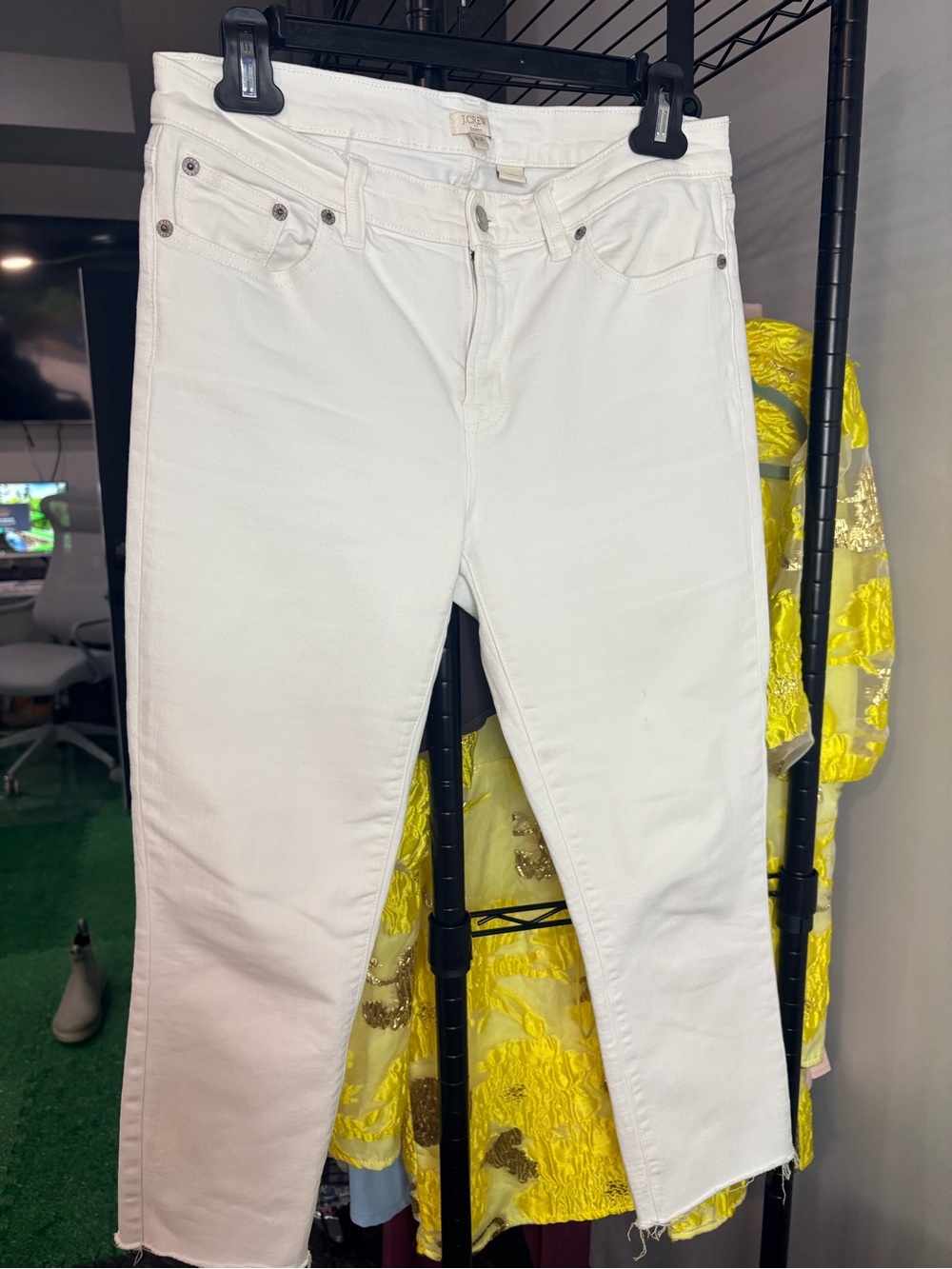 J. Crew White High-Rise Ankle Skinny Jeans